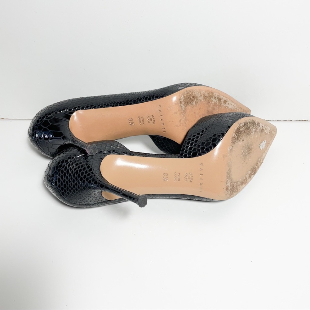 Casadei Black Python Embossed Patent Leather Poin… - image 6